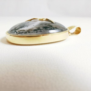 Pendentif Agate Dendritique Or Jaune 750 - 18 carats