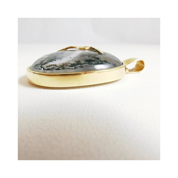 Pendentif Agate Dendritique Or Jaune 750 - 18 carats