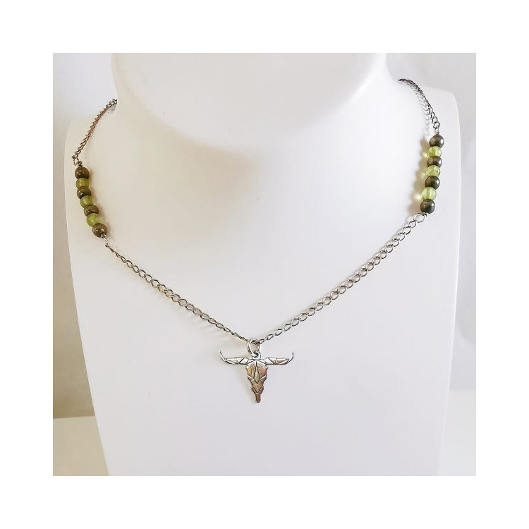 Pendentif Taureau En Argent Sterling Avec Pierre D'Agate/Cornaline Et Chaîne - Poinçons Présents
