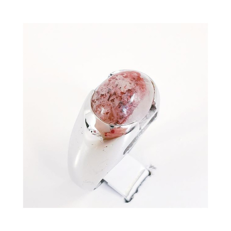 Bague Argent 925 Lucite Irisée Taille 53 - Occasion Bon état