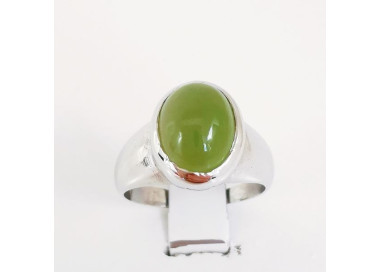 Bague En Jade Vert Et Blanc 35,48 Ct - Taille 57