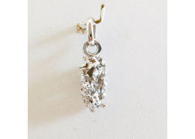 Collier Argent Sterling Avec Câble Nylon Et Pendentif Pépite - Fait Main, Livraison Gratuite, Neuf