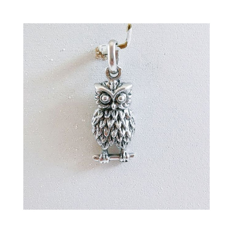 Pendentif Hibou En Nacre - Occasion - Bijou Fantaisie Sans Marque - Parfait Pour Un Cadeau Ou Un Look Bohème