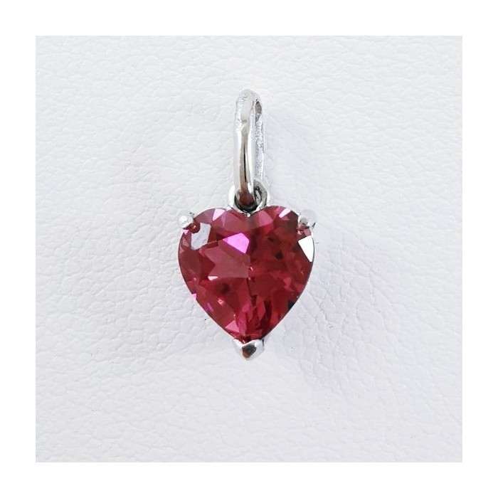 Pendentif Grenat Rhodolite Coeur Or Blanc 750 - 18 carats Pendentif Grenat Rhodolite Coeur Or Blanc 750 - 18 carats