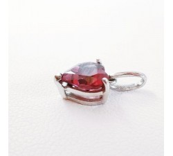 Pendentif Grenat Rhodolite Coeur Or Blanc 750 - 18 carats