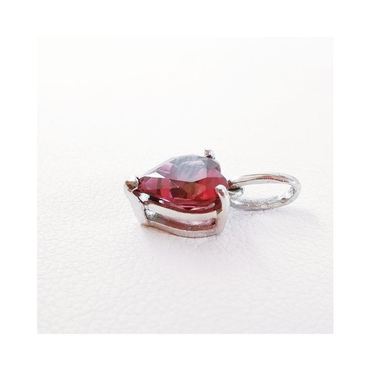 Pendentif Grenat Rhodolite Coeur Or Blanc 750 - 18 carats