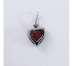 Pendentif Grenat Rhodolite Coeur Or Blanc 750 - 18 carats