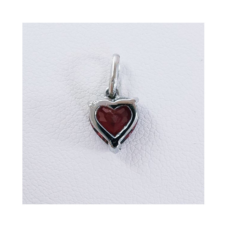 Pendentif Grenat Rhodolite Coeur Or Blanc 750 - 18 carats