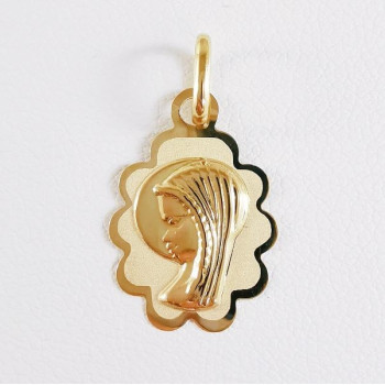 Pendentif Médaille Vierge Or Jaune 750 - 18 carats