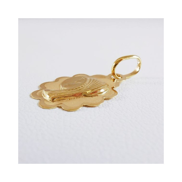 Pendentif Médaille Vierge Or Jaune 750 - 18 carats