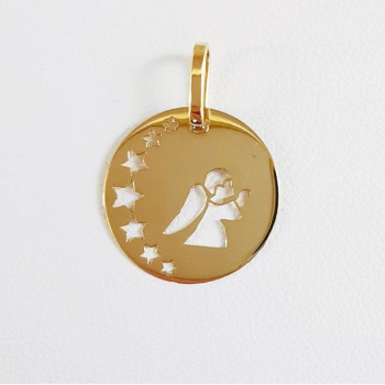 Pendentif Médaille Ange Or Jaune 750 - 18 carats