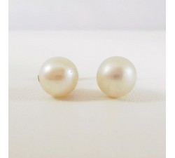 Boucles d'Oreilles Puces Perle du Japon Or Jaune 750 - 18 carats
