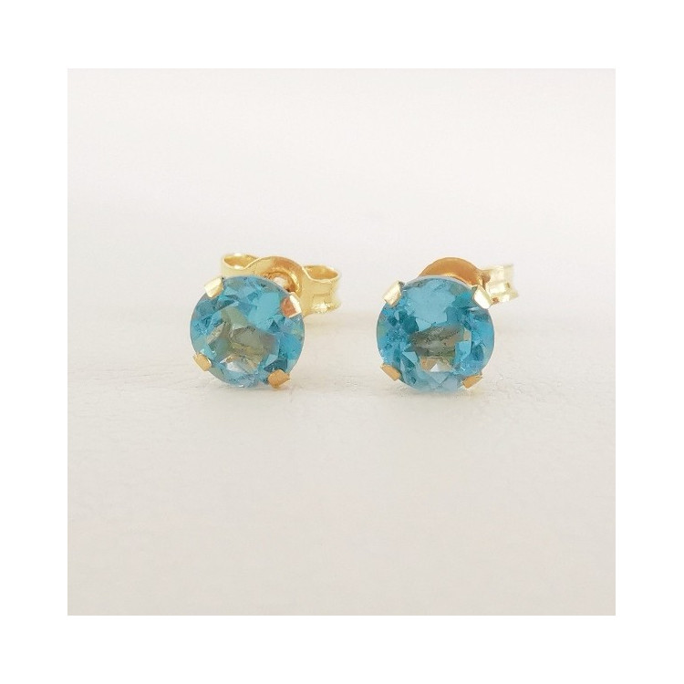 Boucles d'Oreilles Puces Topaze Or Jaune 750 - 18 carats