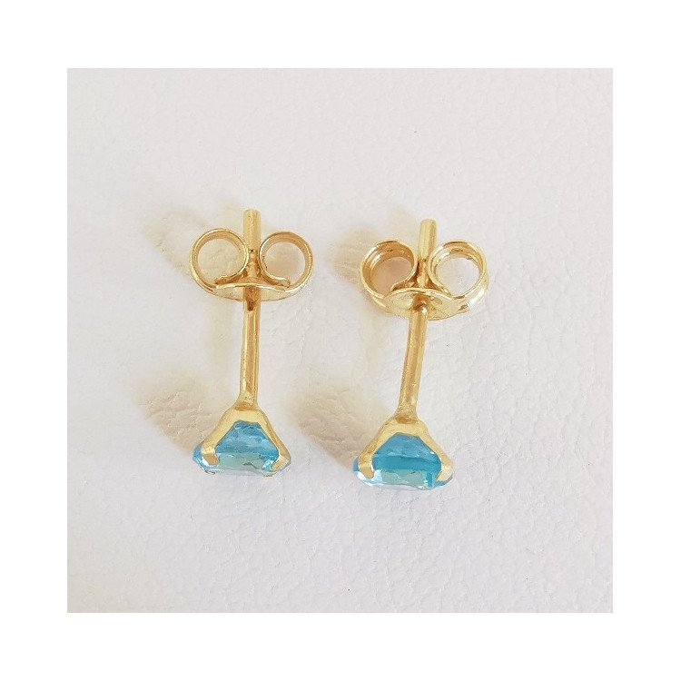 Boucles d'Oreilles Puces Topaze Or Jaune 750 - 18 carats