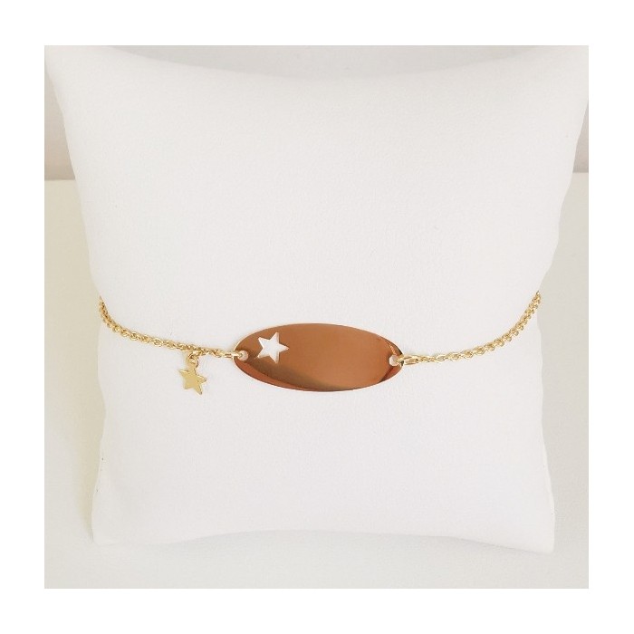 Gourmette Bébé / Enfant Etoile Maille Forçat Rond Or Jaune 750 - 18 carats