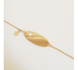 Gourmette Bébé / Enfant Etoile Maille Forçat Rond Or Jaune 750 - 18 carats