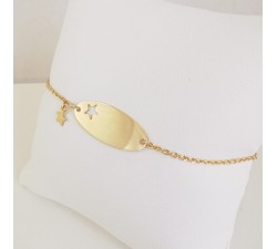 Gourmette Bébé / Enfant Etoile Maille Forçat Rond Or Jaune 750 - 18 carats