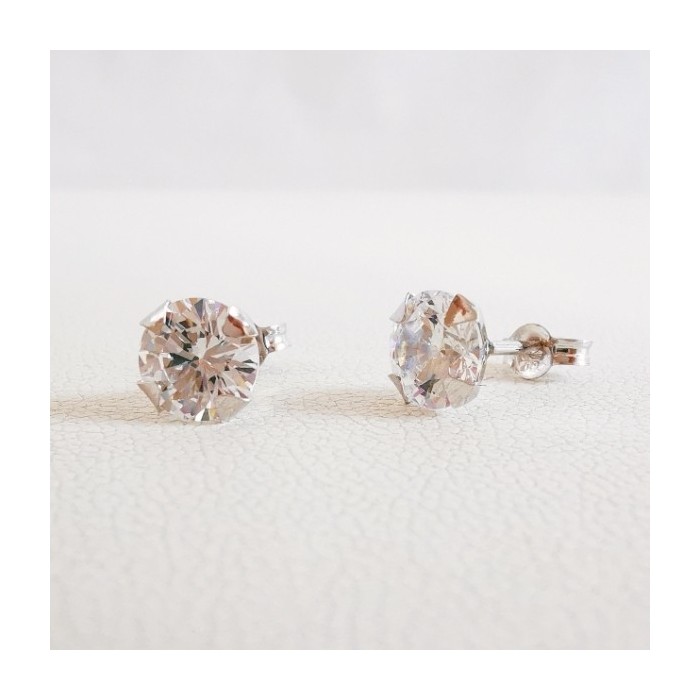 Boucles d'Oreilles Puce Oxydes de Zirconium Or Blanc 750 - 18 carats Boucles d'Oreilles Puce Oxydes de Zirconium Or Blanc 750 - 18 carats
