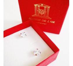 Boucles d'Oreilles Puce Oxydes de Zirconium Or Blanc 750 - 18 carats