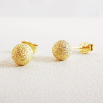 Boucles d'Oreilles Boules Effet Diamanté Or Jaune 750 - 18 carats