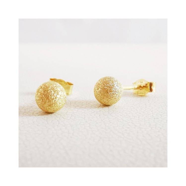 Boucles d'Oreilles Boules Effet Diamanté Or Jaune 750 - 18 carats