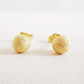 Boucles d'Oreilles Boules Effet Diamanté Or Jaune 750 - 18 carats