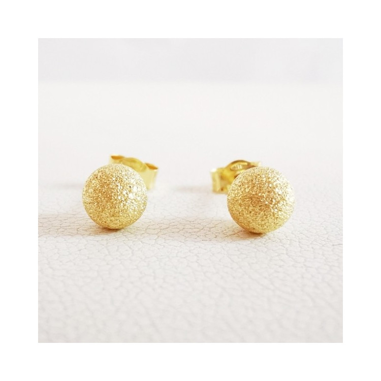 Boucles d'Oreilles Boules Effet Diamanté Or Jaune 750 - 18 carats