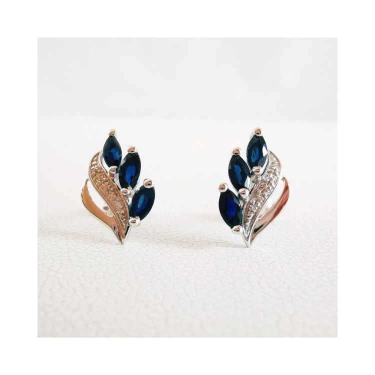Boucles d'Oreilles Saphir Or Blanc 750 - 18 carats