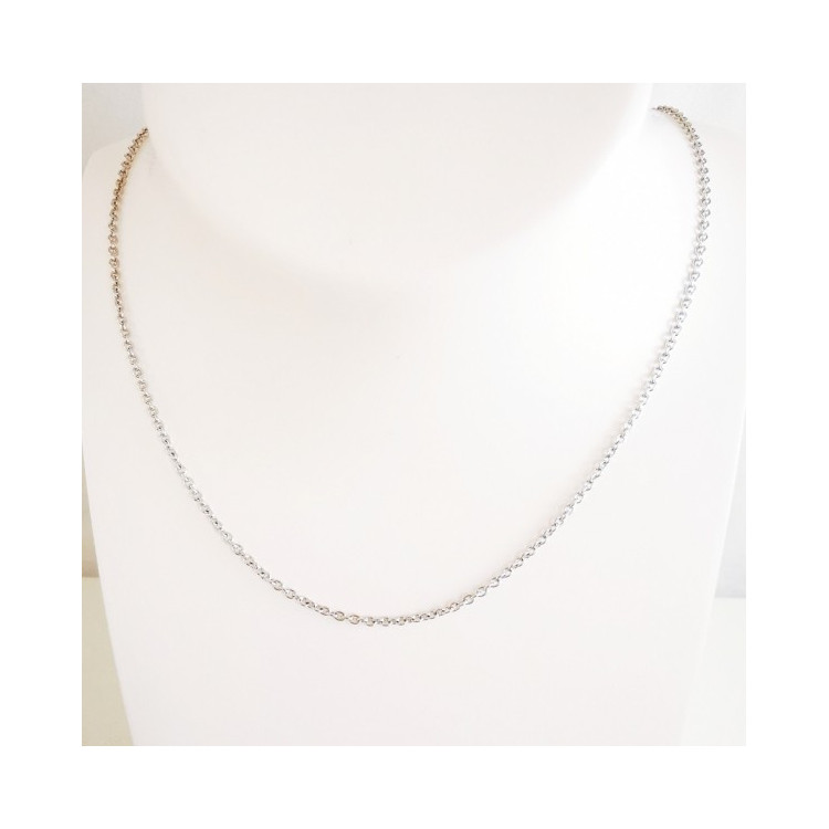 Chaîne 40 cm Or Blanc Forçat Rond 3.65 Grammes