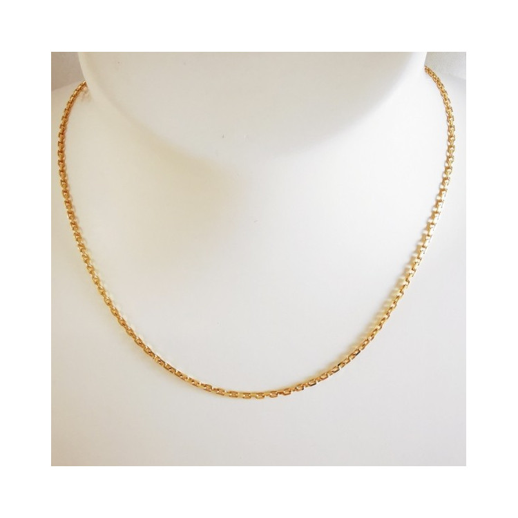 Chaîne En Or Jaune 18 Carats Maille Forçat - 55 Cm, 7.62 Grammes, Occasion Rénovée