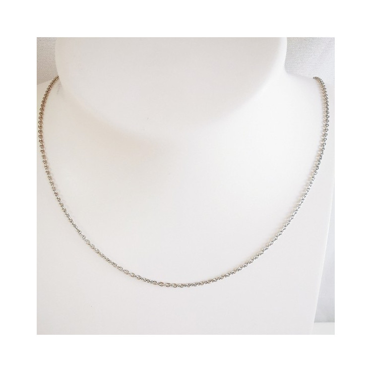Chaîne 50 cm Or Blanc 750 - 18 carats Maille Forçat Rond 3.60 grammes