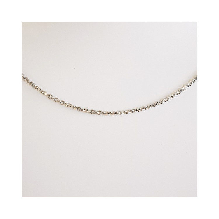 Chaîne 50 cm Or Blanc 750 - 18 carats Maille Forçat Rond 3.60 grammes