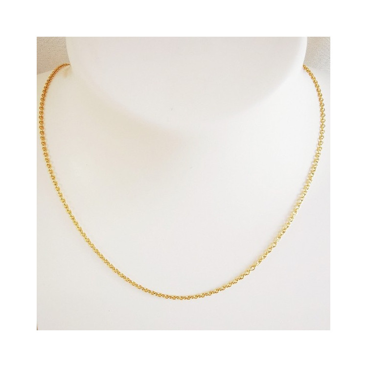 Chaîne 40 cm Or Jaune 750 - 18 carats Maille Forçat Rond 3.25 grammes