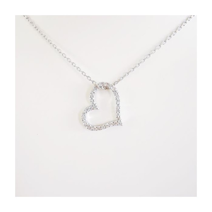 Collier Cœur Oxydes de Zirconium Argent
