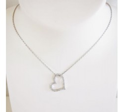 Collier Cœur Oxydes de Zirconium Argent