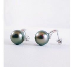 Boucles d'Oreilles Perles de Tahiti Or Blanc 750 - 18 carats