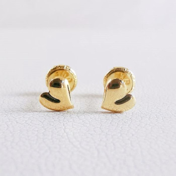 Boucles d'Oreilles Enfants Puces Cœurs Or Jaune 750 - 18 carats