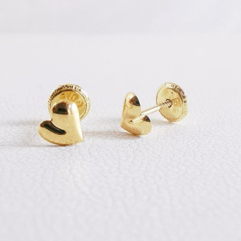 Boucles d'Oreilles Enfants Puces Cœurs Or Jaune 750 - 18 carats