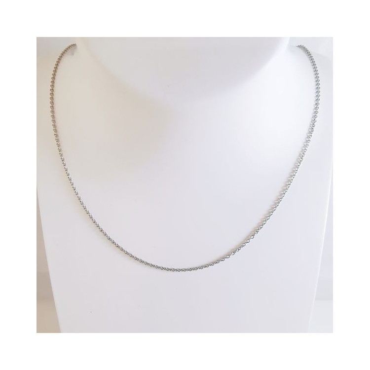 Chaîne 45 cm Or Blanc 750 - 18 carats Maille Forçat Rond 2.60 Grammes