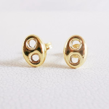 Boucles d'Oreilles Puces Grain de Café Or Jaune 750 - 18 carats