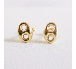 Boucles d'Oreilles Puces Grain de Café Or Jaune 750 - 18 carats