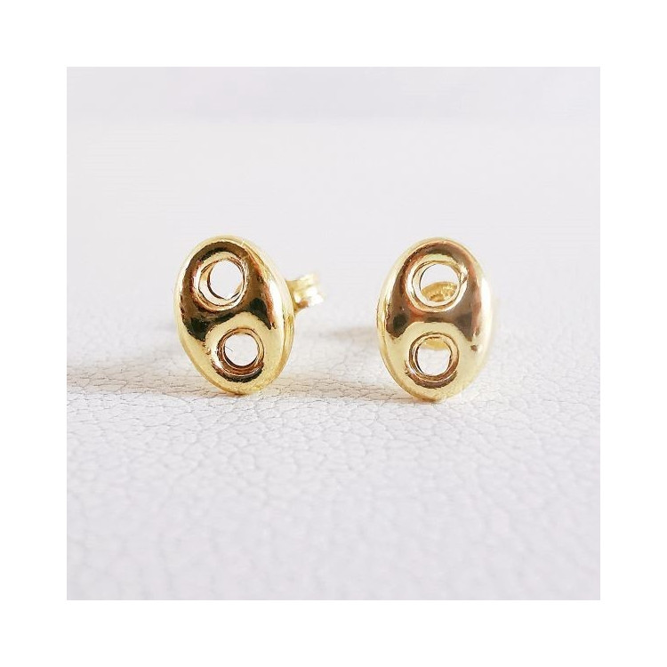 Boucles d'Oreilles Puces Grain de Café Or Jaune 750 - 18 carats