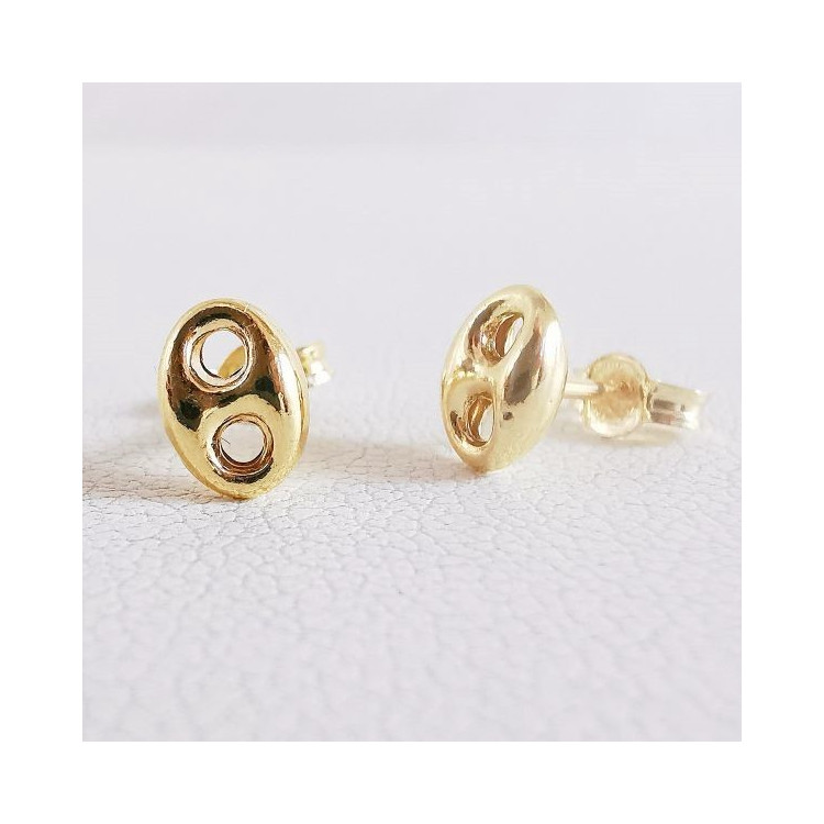 Boucles d'Oreilles Puces Grain de Café Or Jaune 750 - 18 carats