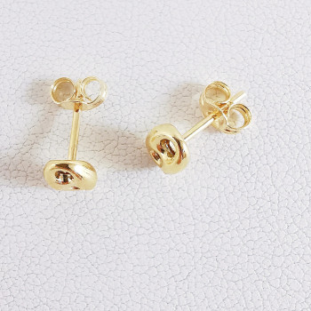Boucles d'Oreilles Puces Grain de Café Or Jaune 750 - 18 carats