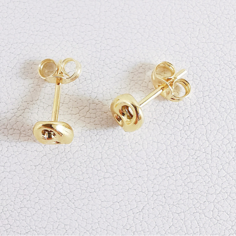 Boucles d'Oreilles Puces Grain de Café Or Jaune 750 - 18 carats