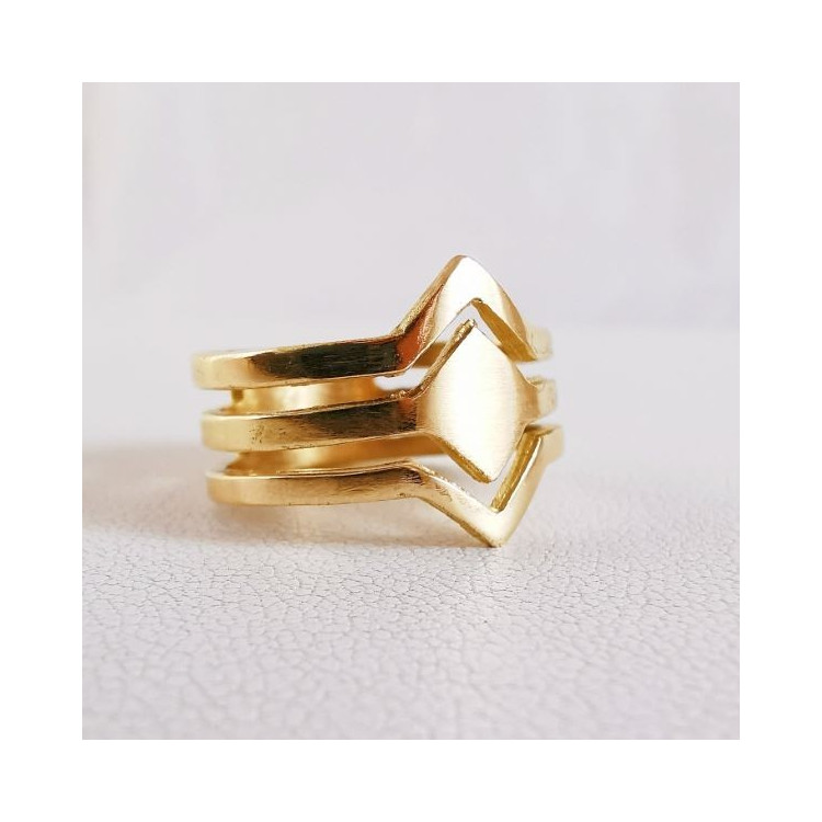 Bague Design Géométrique Or Jaune 750 - 18 carats