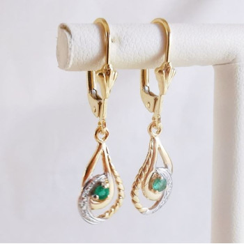 Boucles d'oreilles Dormeuses Émeraude Or Jaune 750 - 18 carats