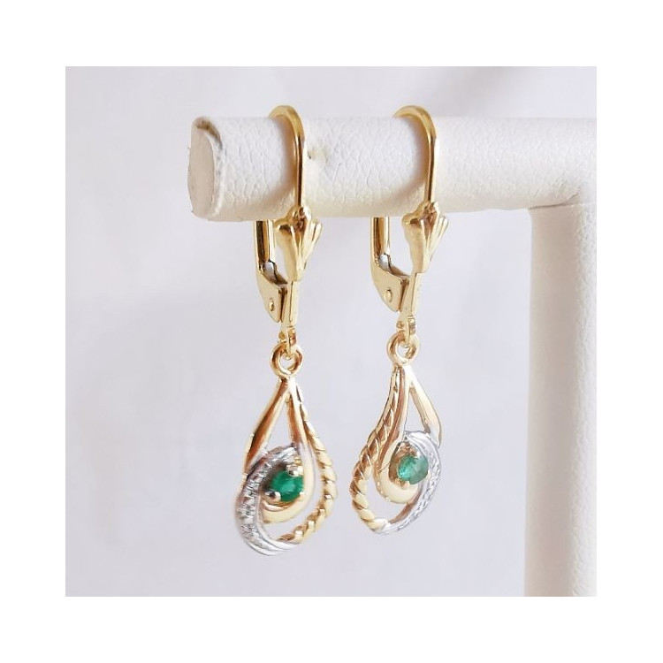 Boucles d'oreilles Dormeuses Émeraude Or Jaune 750 - 18 carats