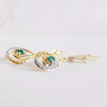 Boucles d'oreilles Dormeuses Émeraude Or Jaune 750 - 18 carats