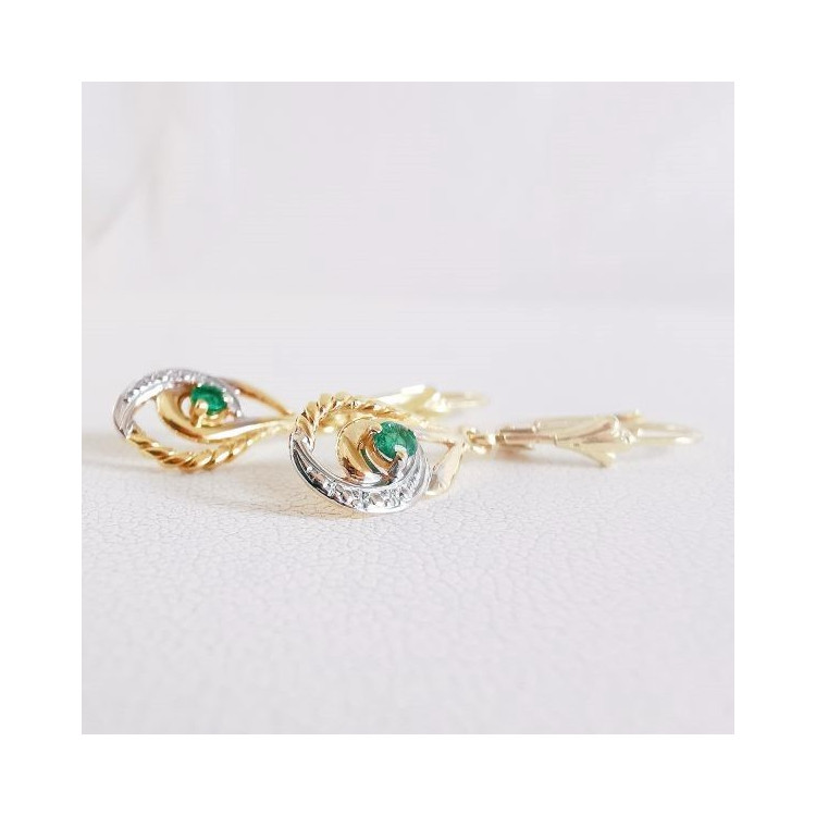 Boucles d'oreilles Dormeuses Émeraude Or Jaune 750 - 18 carats